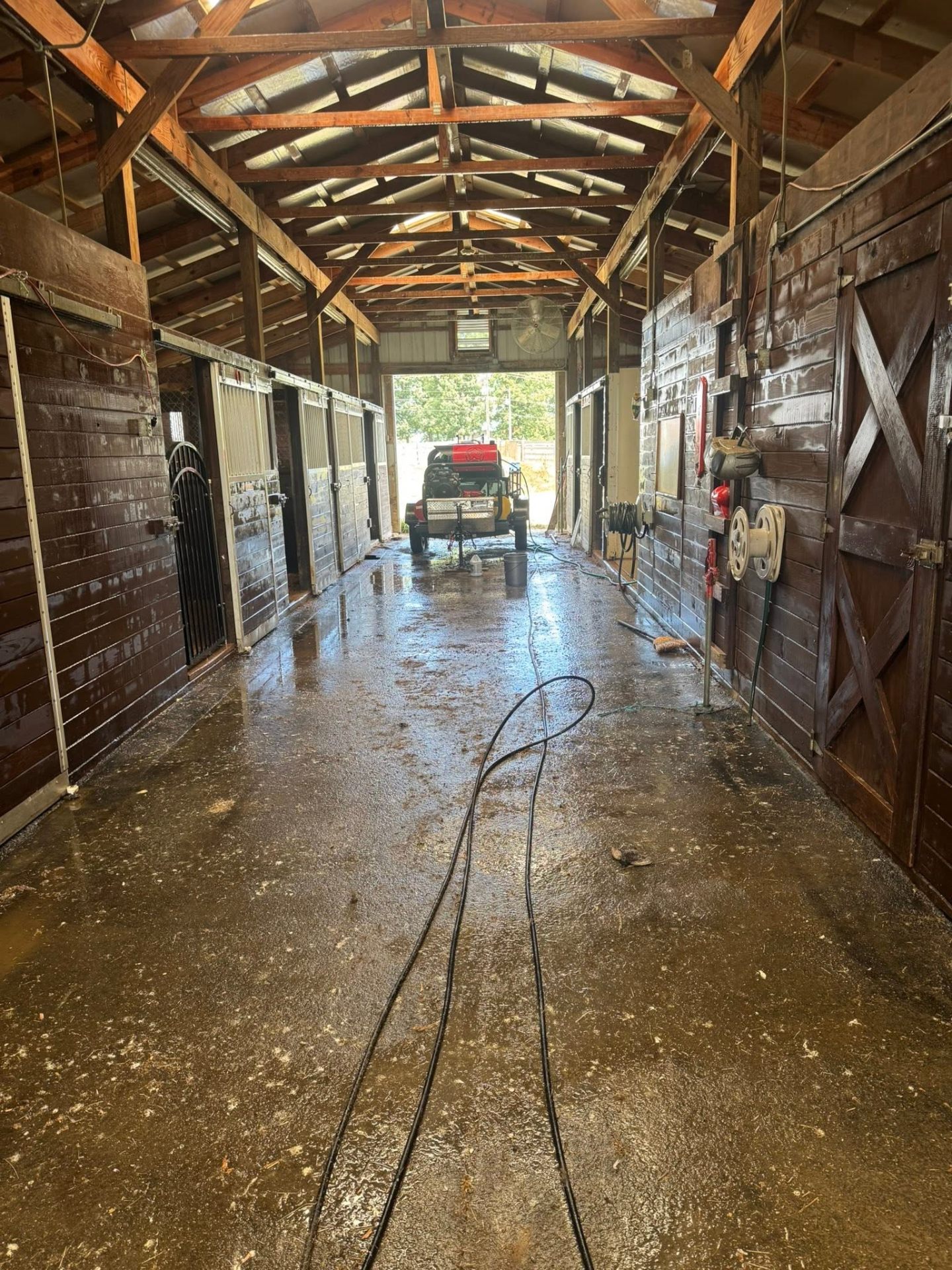 Barn interior pressure wash